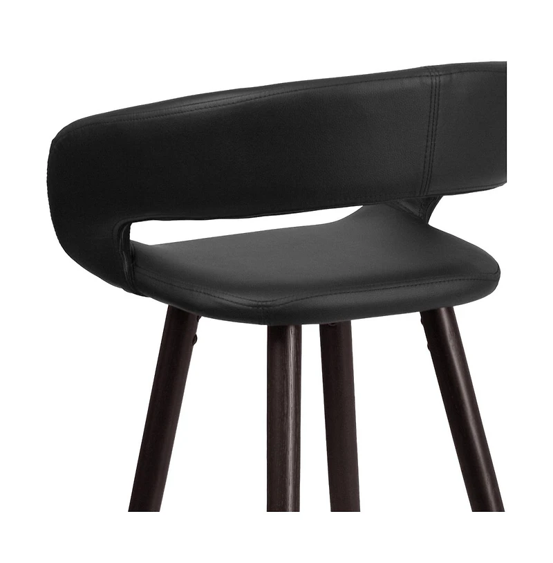 2 Pk. 29'' High Contemporary Vinyl Barstool With Cappuccino Wood Frame