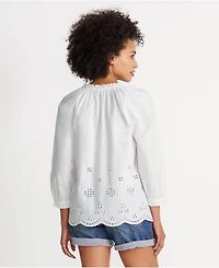 Lands' End Women's Eyelet Split Neck Shirt