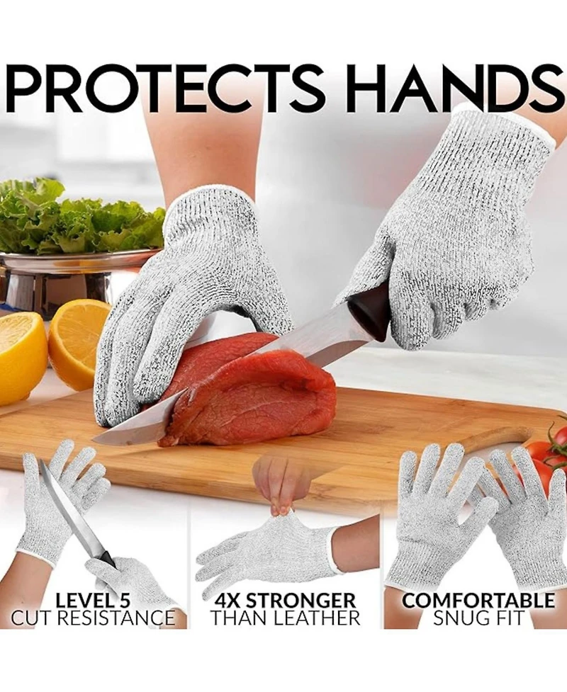 Cut Resistant Gloves Food Grade Level 5 Protection - Comfortable Safety Work