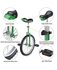 Yescom 20 In Wheel Outdoor Unicycle Leakproof Butyl Tire Circus Bike Balance Training for Adults Teenagers Kids