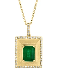 Effy Emerald (1-3/8 ct. t.w.) & Diamond (1/5 ct. t.w.) Pyramid Inspired 18" Pendant Necklace in 14k Gold