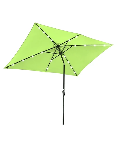 Yescom 10x6.5FT Rectangle Outdoor Solar Led Patio Umbrella with Crank Tilt for Table Market Yard Deck Pool Party Green