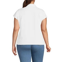 Lands' End Plus Supima Cotton Johnny Collar Polo