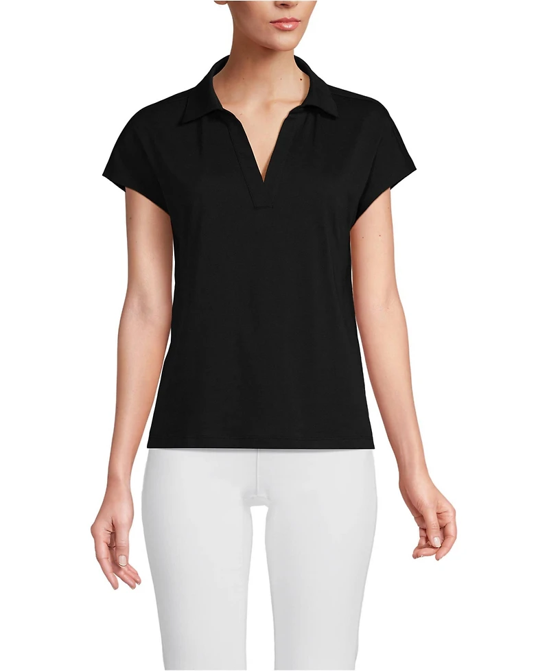 Lands' End Women's Supima Cotton Johnny Collar Polo