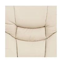 Multi-Position Recliner & Curved Ottoman With Swivel Wood Base