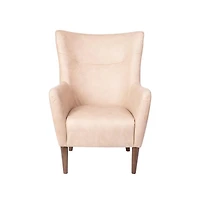 Regal Traditional Wingback Accent Chair, Upholstery And Wooden Frame And Legs