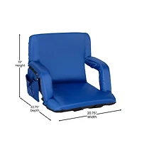 Portable Stadium Chair With Armrests, Reclining Padded Back & Seat, Lightweight Metal Frame Backpack Straps, Storage Pockets