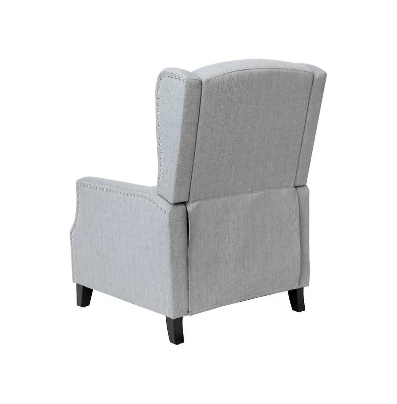 Mauro Contemporary Pushback Recliner With Accent Nail Trim-Wingback Manual