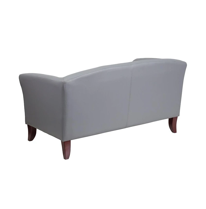 Leathersoft Reception/Living Room Loveseat With Cherry Wood Feet