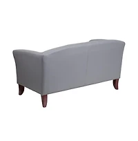 Leathersoft Reception/Living Room Loveseat With Cherry Wood Feet