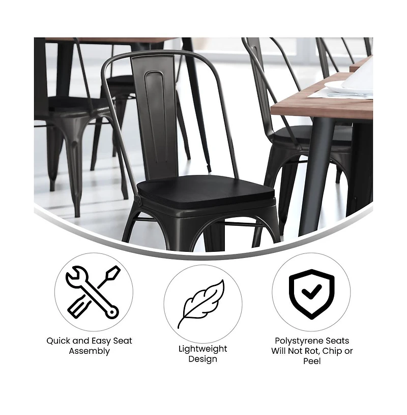 Emma+Oliver Perth Metal Stacking Dining Chairs With Poly Resin Seats For Indoor/Outdoor Use
