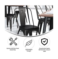 Emma+Oliver Perth Metal Stacking Dining Chairs With Poly Resin Seats For Indoor/Outdoor Use