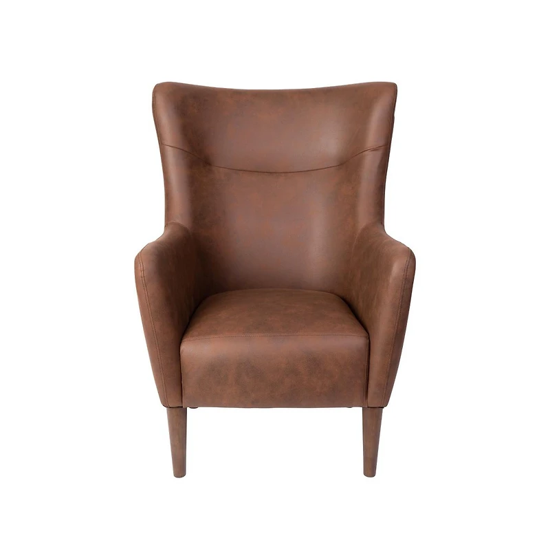 Regal Traditional Wingback Accent Chair, Upholstery And Wooden Frame Legs