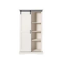 Finnoula Farmhouse Storage Cabinet, Semi-Open Storage With Sliding Barn Door