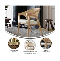 Bronson Cane Rattan Padded Accent Or Dining Chair With Metallic Accented Legs