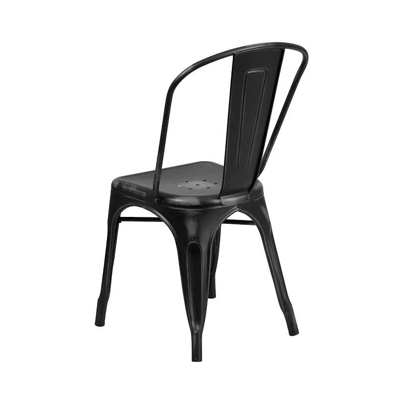 Banks Indoor/Outdoor Stacking Metal Dining Chair With Single Slat Back And Distressed Powder Coated Finish