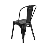 Banks Indoor/Outdoor Stacking Metal Dining Chair With Single Slat Back And Distressed Powder Coated Finish
