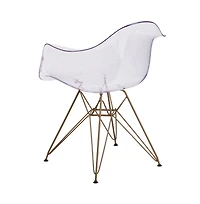 Transparent Side Chair With Arms And Gold Base