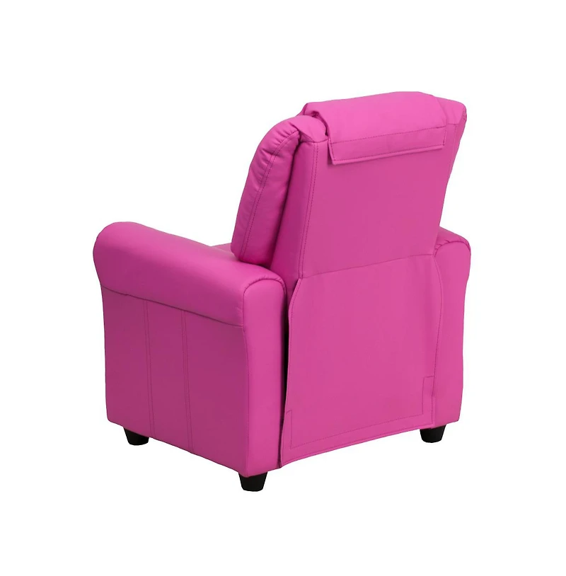 Contemporary Kids Recliner Chair With Cup Holder And Headrest