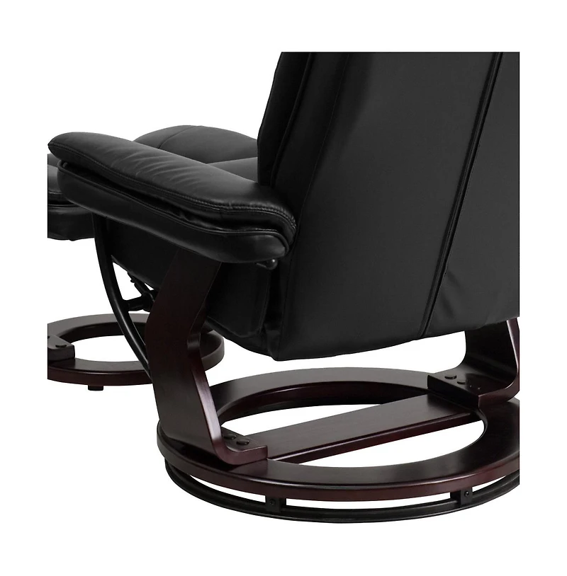 Multi-Position Stitched Recliner & Ottoman With Swivel Base