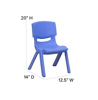 4 Pack Plastic Stackable Pre-k/School Chairs With 10.5"H Seat