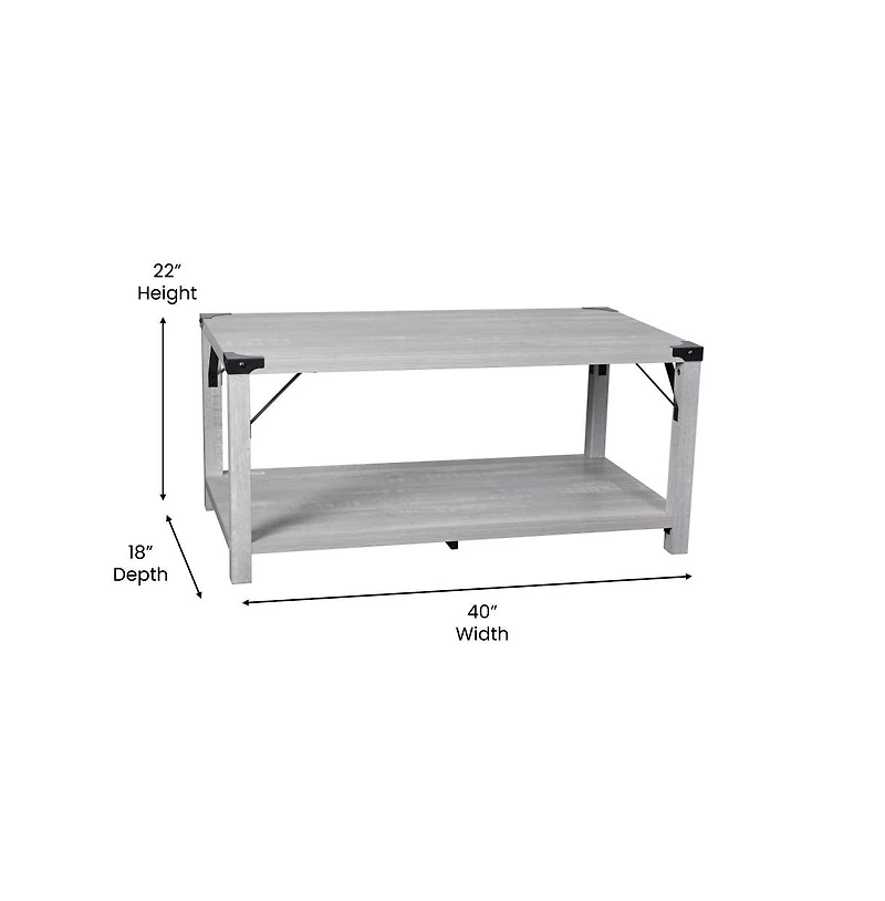 Merrick Lane Green River Modern Farmhouse Engineered Wood Coffee Table And Powder Coated Steel Accents