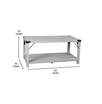 Merrick Lane Green River Modern Farmhouse Engineered Wood Coffee Table And Powder Coated Steel Accents