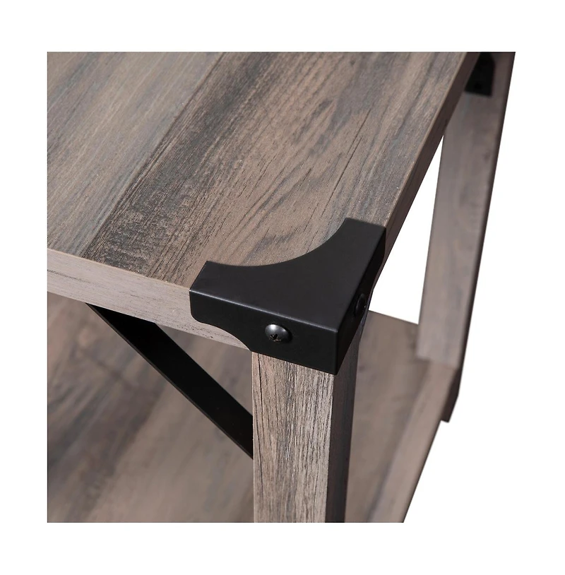 Merrick Lane Green River Modern Farmhouse Engineered Wood End Table And Powder Coated Steel Accents