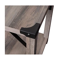 Merrick Lane Green River Modern Farmhouse Engineered Wood End Table And Powder Coated Steel Accents