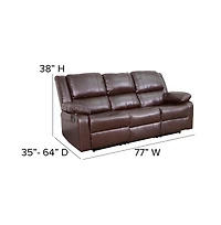 Bustle Back Leathersoft Sofa With Two Built-In Recliners
