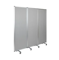 Emma+Oliver Mobile Whiteboard/Cloth 3 Section Partition With Locking Casters, 72"H X 24"W