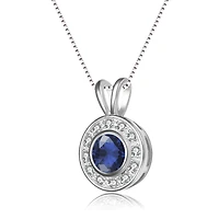 Modern Sterling Silver with Cubic Zirconia Round Bezel Pendant