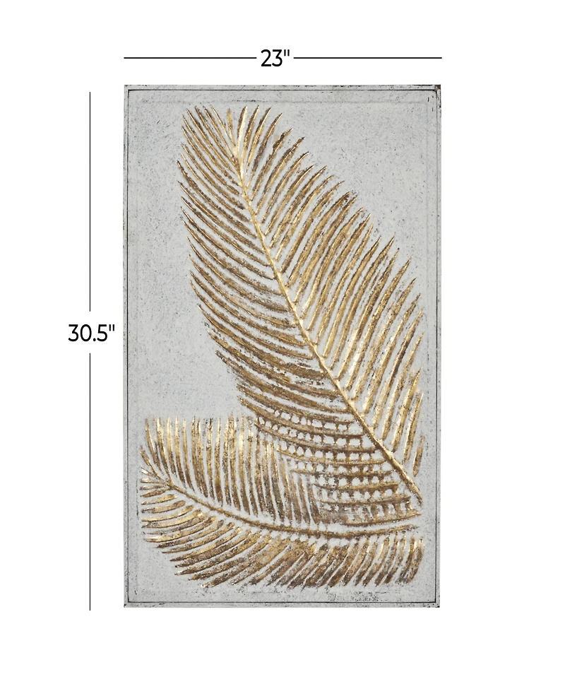 Rosemary Lane Gold Metal Relief Palm Leaf Wall Decor with Gold Detailing 23" x 1" x 31"