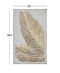 Rosemary Lane Gold Metal Relief Palm Leaf Wall Decor with Gold Detailing 23" x 1" x 31"