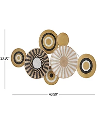Novogratz Gold Dried Plant Handmade Woven Plate Wall Decor with Intricate Patterns 44" x 3" x 24"
