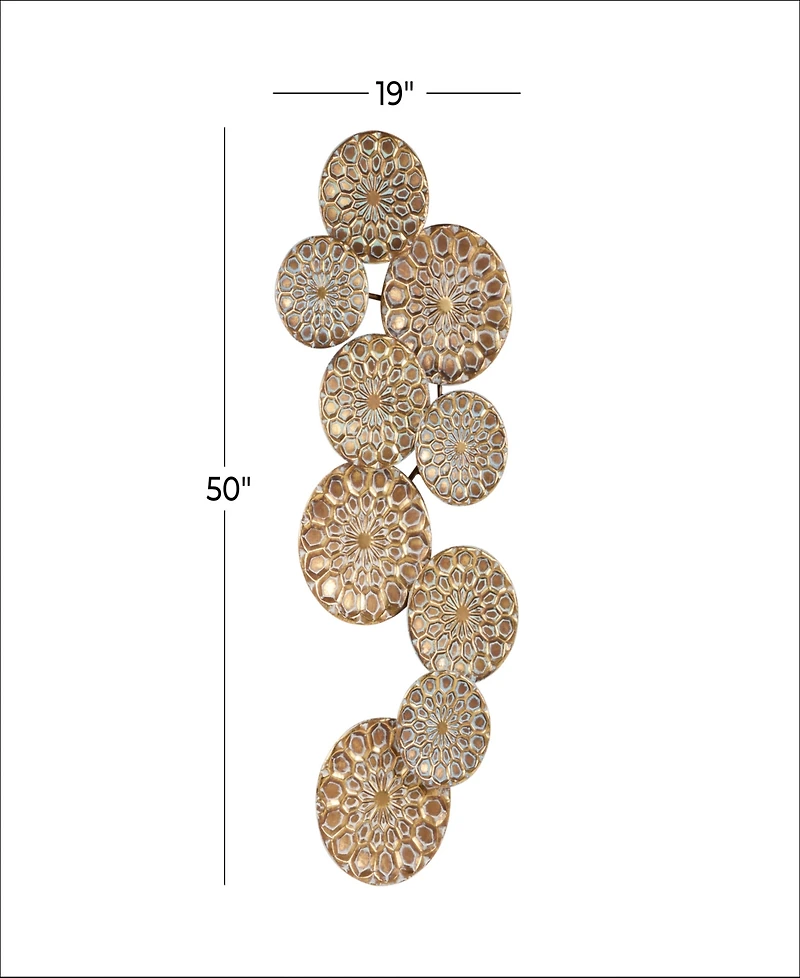 Rosemary Lane Gold Metal Plate Wall Decor with Embossed Design, 19" x 3" x 50"