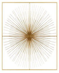 CosmoLiving by Cosmopolitan Gold Metal Starburst Large 3D Wall Decor with Square Frame, 36" x 3" x 36"
