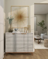 CosmoLiving by Cosmopolitan Gold Metal Starburst Large 3D Wall Decor with Square Frame, 36" x 3" x 36"