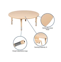 Emma+Oliver 45" Round Plastic Height Adjustable Activity Table Set With Chairs