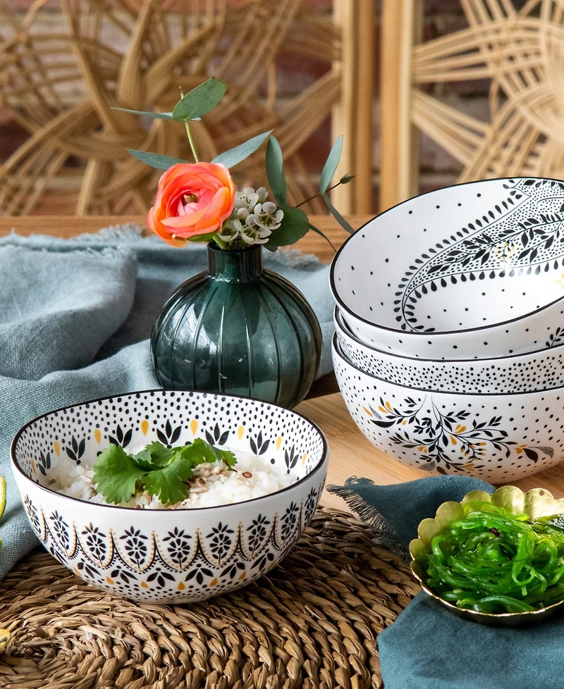 Portmeirion Sara Miller Artisanne Noir Rice Bowls, Set of 4