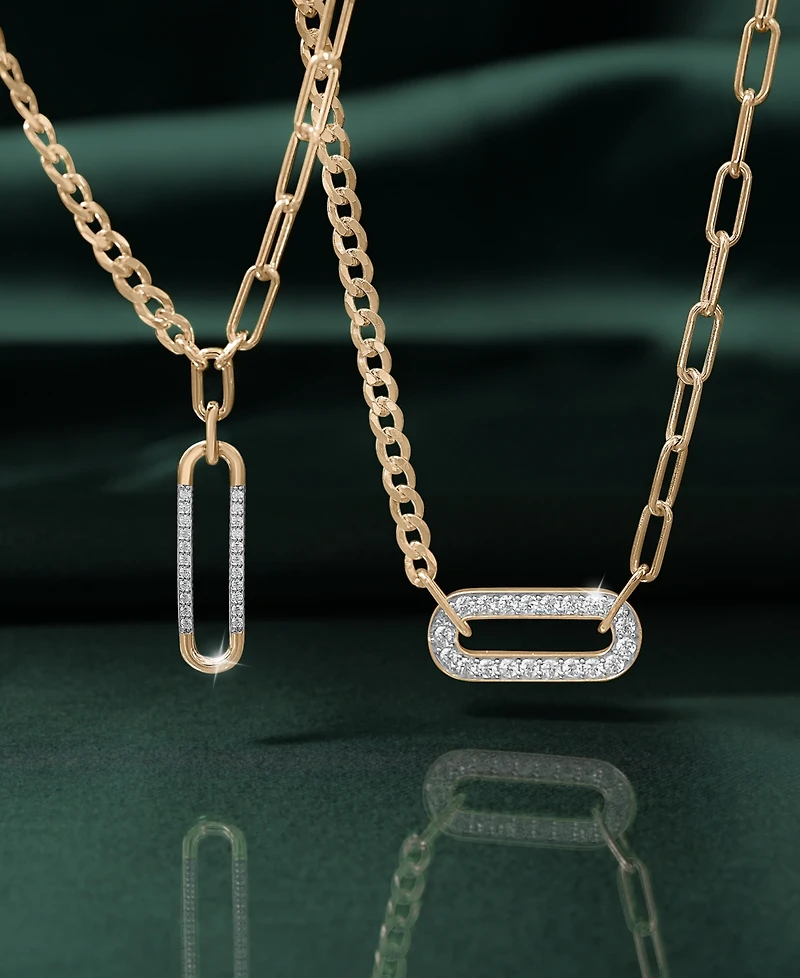 Audrey by Aurate Diamond Two-Chain Link 18" Pendant Necklace (3/4 ct. t.w.) in Gold Vermeil, Created for Macy's