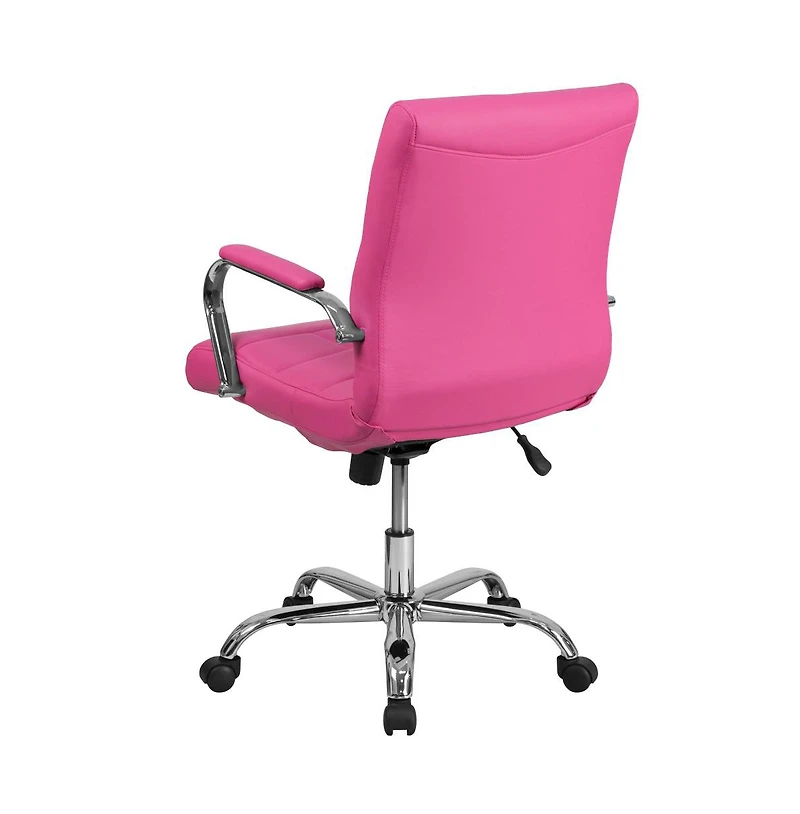 Emma+Oliver Mid-Back Vinyl Executive Swivel Office Chair With Chrome Base And Arms