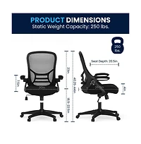 Emma+Oliver High Back Mesh Ergonomic Office Chair With Flip-Up Arms