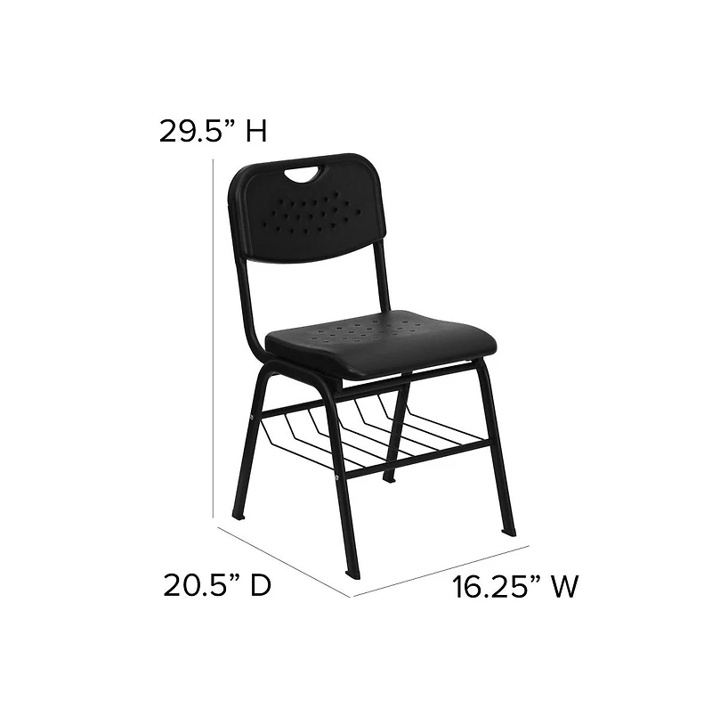 Emma+Oliver 880 Lb. Capacity Plastic Chair With Book Basket