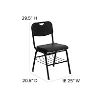 Emma+Oliver 880 Lb. Capacity Plastic Chair With Book Basket