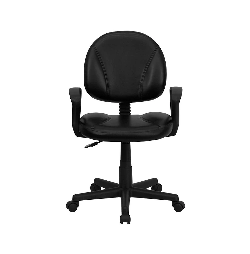 Emma+Oliver Mid-Back Leather Swivel Ergonomic Task Office Chair With Back Depth Adjustment And Arms