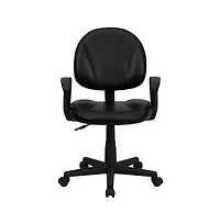 Emma+Oliver Mid-Back Leather Swivel Ergonomic Task Office Chair With Back Depth Adjustment And Arms