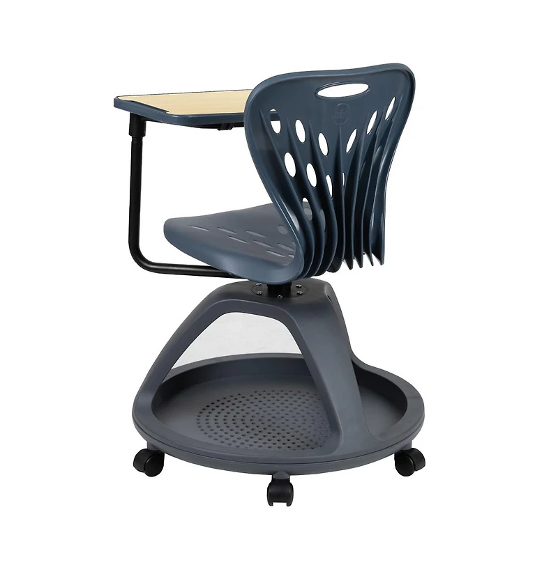 Mobile Desk Chair - 360° Tablet Rotation And Storage Cubby