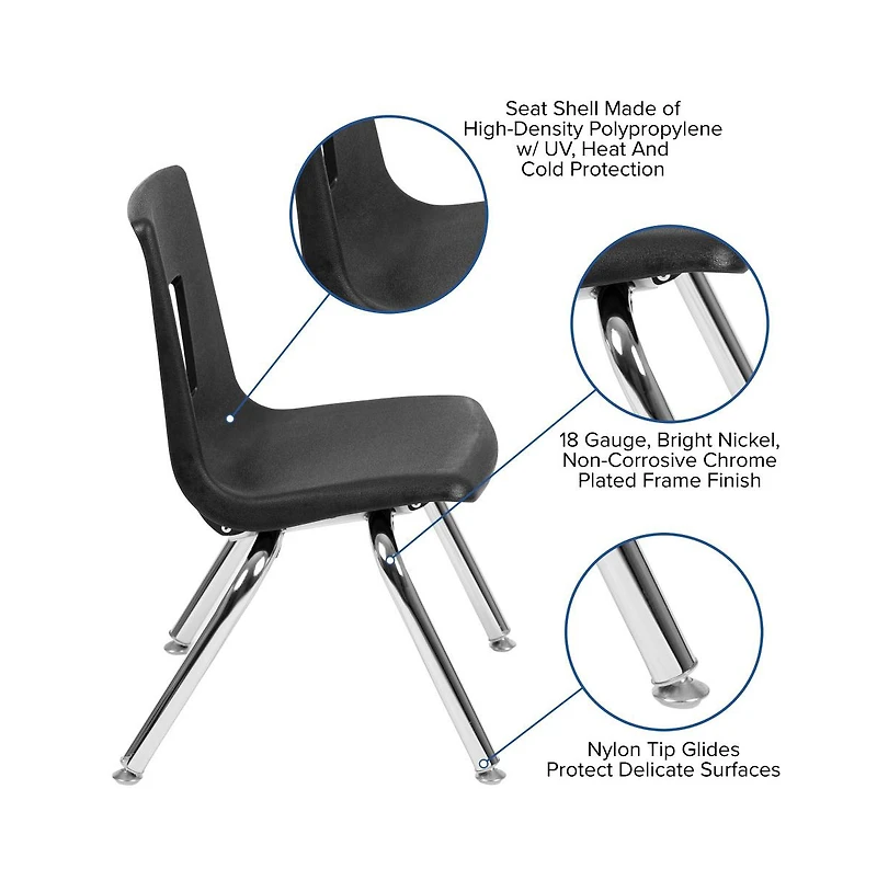 Emma+Oliver 60" Circle Wave Collaborative Laminate Activity Table Set With 12" Student Stack Chairs