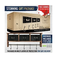 Rustic Coat Rack Wall Mounted Shelf With Hooks & Baskets, Entryway Organizer 5 And Cubbies